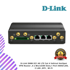 D-Link DWM-321 4G LTE Cat 4 Vehical HotSpot VPN Router ,4 x MicroSIM Slots,1 Port WAN/LAN, 2 LAN ,GPS , Wi-Fi