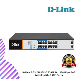 D-Link DGS-F1018P-E 250M 16 1000Mbps PoE Switch with 2 SFP Ports