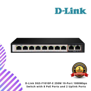 D-Link DGS-F1010P-E 250M 10-Port 1000Mbps Switch with 8 PoE Ports and 2 Uplink Ports
