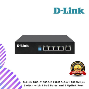 D-Link DGS-F1005P-E 250M 5-Port 1000Mbps Switch with 4 PoE Ports and 1 Uplink Port