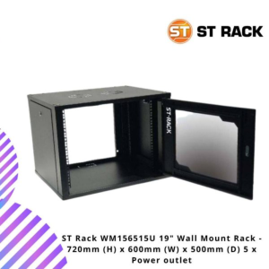 ST Rack WM1565 15U 19" Wall Mount Rack - 720mm (H) x 600mm (W) x 500mm (D) 5 x Power outlet