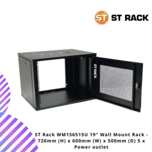 ST Rack WM1565 15U 19" Wall Mount Rack - 720mm (H) x 600mm (W) x 500mm (D) 5 x Power outlet