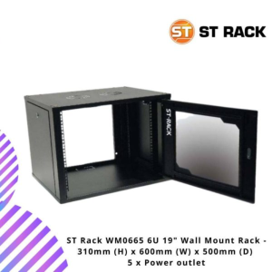 ST Rack WM0665 6U 19" Wall Mount Rack - 310mm (H) x 600mm (W) x 500mm (D) 5 x Power outlet