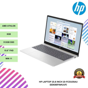 HP Laptop 15.6 inch 15-fc0105AU AMD Athlon / 8gb ram / 512GB SSD / Win 11 (83k86pa#uuf)