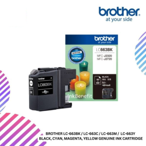 Brother LC-663BK / LC-663C / LC-663M /  LC-663Y  Black, Cyan, Magenta, Yellow Genuine Ink Cartridge