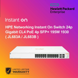 HPE Networking Instant On Switch 24p Gigabit CL4 PoE 4p SFP+ 195W 1930 ( JL683A / JL683B )