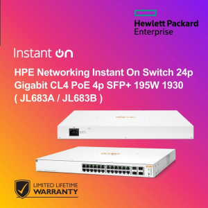 HPE Networking Instant On Switch 24p Gigabit CL4 PoE 4p SFP+ 195W 1930 ( JL683A / JL683B )