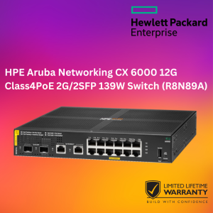 HPE Aruba Networking CX 6000 12G Class4PoE 2G/2SFP 139W Switch (R8N89A)