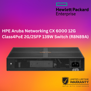 HPE Aruba Networking CX 6000 12G Class4PoE 2G/2SFP 139W Switch (R8N89A)