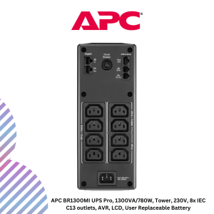 APC BR1300MI UPS Pro, 1300VA/780W, Tower, 230V, 8x IEC C13 outlets, AVR, LCD, User Replaceable Battery