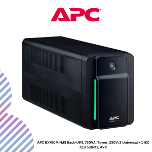 APC UPS BX750MI-MS 750VA, 230V BACK UPS AVR UNIVERSAL SOCKET WITH BATTERY BACKUP