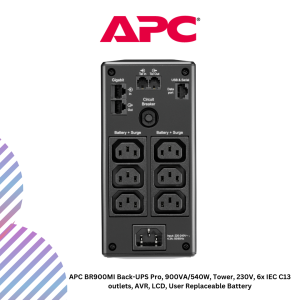 APC BR900MI Back-UPS Pro, 900VA/540W, Tower, 230V, 6x IEC C13 outlets, AVR, LCD, User Replaceable Battery