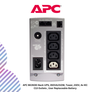 APC BK350EI Back-UPS, 350VA/210W, Tower, 230V, 4x IEC C13 Outlets , User Replaceable Battery