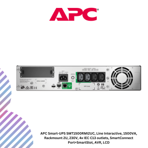 APC Smart-UPS SMT1500RMI2UC, Line Interactive, 1500VA, Rackmount 2U, 230V, 4x IEC C13 outlets, SmartConnect Port+SmartSlot, AVR, LCD