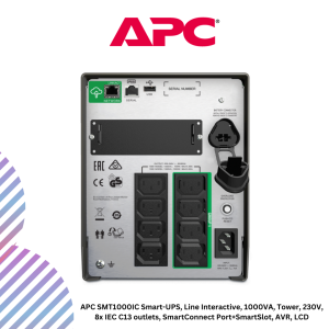 APC Smart-UPS SMT1000IC, Line Interactive, 1000VA, Tower, 230V, 8x IEC C13 outlets, SmartConnect Port+SmartSlot, AVR, LCD