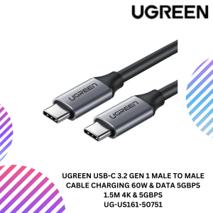 UGREEN USB-C 3.2 GEN 1 MALE TO MALE CABLE CHARGING 60W & DATA 5GBPS