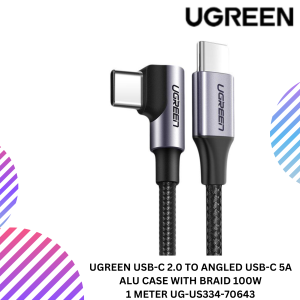 UGREEN USB-C 2.0 TO ANGLED USB-C 5A ALU CASE WITH BRAID 100W