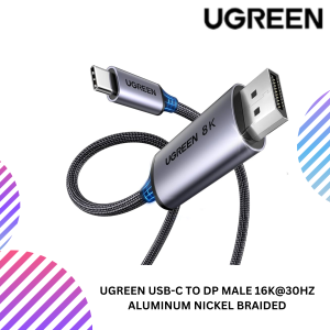 UGREEN USB-C TO DP MALE 16K@30HZ ALUMINUM NICKEL BRAIDED