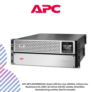 APC SRTL2200RM4UXLI Smart-UPS On-Line, 2200VA, Lithium-ion, Rackmount 4U, 230V, 6x C13+2x C19 IEC outlets, SmartSlot, Extended long runtime, Rail kit included