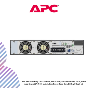 APC SRV6KRI Easy UPS On-Line, 6kVA/6kW, Rackmount 4U, 230V, Hard wire 3-wire(1P+N+E) outlet, Intelligent Card Slot, LCD, W/O rail kit