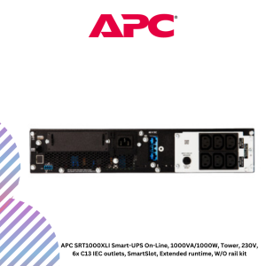 APC SRT1000XLI Smart-UPS On-Line, 1000VA/1000W, Tower, 230V, 6x C13 IEC outlets, SmartSlot, Extended runtime, W/O rail kit