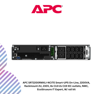 APC SRT2200RMXLI-NCITE Smart-UPS On-Line, 2200VA, Rackmount 2U, 230V, 8x C13+2x C19 IEC outlets, NMC, EcoStruxure IT Expert, W/ rail kit