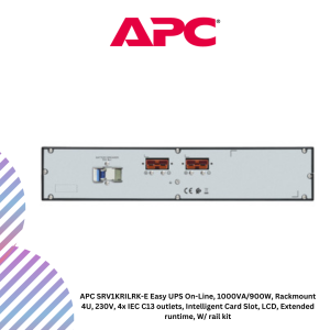 inc (22) APC SRV1KRILRK-E Easy UPS On-Line, 1000VA/900W, Rackmount 4U, 230V, 4x IEC C13 outlets, Intelligent Card Slot, LCD, Extended runtime, W/ rail kit