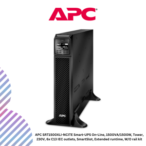 APC SRT1500XLI-NCITE Smart-UPS On-Line, 1500VA/1500W, Tower, 230V, 6x C13 IEC outlets, SmartSlot, Extended runtime, W/O rail kit
