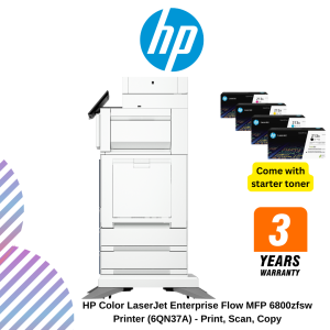 HP Color LaserJet Enterprise Flow MFP 6800zfsw Printer (6QN37A) - Print, Scan, Copy