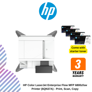 HP Color LaserJet Enterprise Flow MFP 6800zfsw Printer (6QN37A) - Print, Scan, Copy
