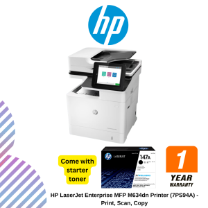 HP LaserJet Enterprise MFP M634dn Printer (7PS94A) - Print, Scan, Copy