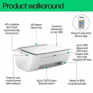 HP DeskJet Ink Advantage 2875 All-in-One Printer ( 588J7B ) - Print, Copy, Scan