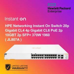 HPE Networking Instant On Switch 20p Gigabit CL4 4p Gigabit CL6 PoE 2p 10GBT 2p SFP+ 370W 1960 ( JL807A )