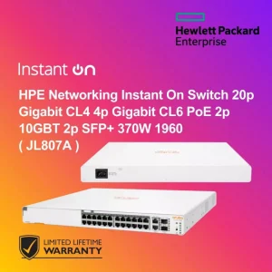 HPE Networking Instant On Switch 20p Gigabit CL4 4p Gigabit CL6 PoE 2p 10GBT 2p SFP+ 370W 1960 ( JL807A )