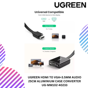UGREEN HDMI TO VGA+3.5MM AUDIO 25CM ALUMINIUM CASE CONVERTER