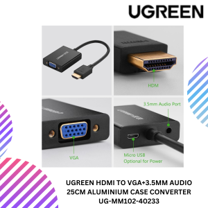 UGREEN HDMI TO VGA+3.5MM AUDIO 25CM ALUMINIUM CASE CONVERTER