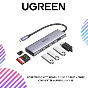 UGREEN USB-C TO HDMI + 3*USB 3.0 HUB + SD/TF CONVERTER ALUMINUM CASE