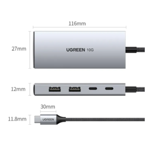 ang copy - 2025-03-20T162911.256 UGREEN USB-C 3.2 10GBPS 2*USB-A 3.2+ 2*USB-C 3.2 HUB ALUMINUM CASE