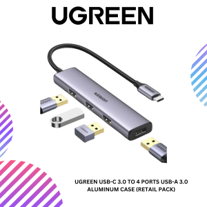 UGREEN USB-C 3.0 TO 4 PORTS USB-A 3.0 ALUMINUM CASE (RETAIL PACK)
