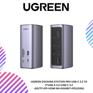 UGREEN DOCKING STATION PRO USB-C 3.2 TO 3*USB-A 3.2+USB-C 3.2 +SD/TF+DP+HDMI 8K+GIGABIT+PD(13IN1)