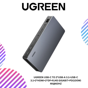 UGREEN USB-C TO 2*USB-A 3.1+USB-C 3.1+2*HDMI+2*DP+RJ45 GIGABIT+PD(100W) 4K@60HZ