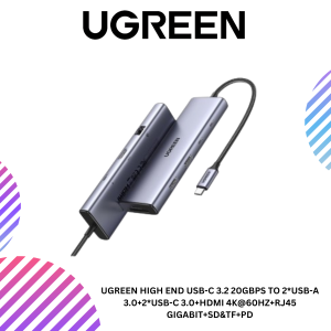 UGREEN HIGH END USB-C 3.2 20GBPS TO 2*USB-A 3.0+2*USB-C 3.0+HDMI 4K@60HZ+RJ45 GIGABIT+SD&TF+PD