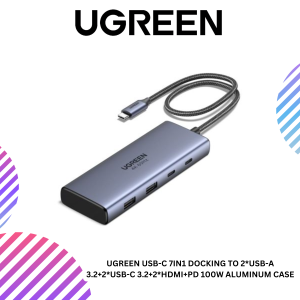 UGREEN USB-C 7IN1 DOCKING TO 2*USB-A 3.2+2*USB-C 3.2+2*HDMI+PD 100W ALUMINUM CASE