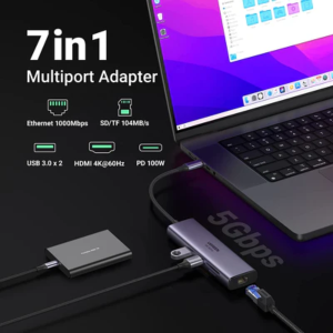 UGREEN HIGH END USB-C 7IN1 DOCKING 2*USB3.0+HDMI 4K@60HZ+RJ45 GIGABIT+SD&TF +PD