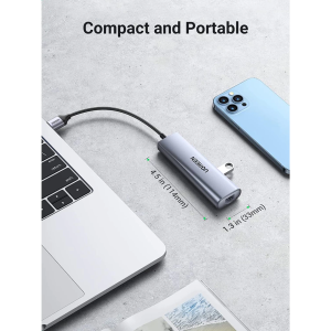 UGREEN USB-A 3.0 TO 3*USB-A 3.0 HUB+GIGABIT+MICRO USB POWER SUPPLY (GRAY)