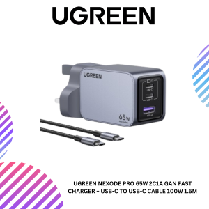 UGREEN NEXODE PRO 65W 2C1A GAN FAST CHARGER + USB-C TO USB-C CABLE 100W 1.5M