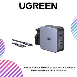 UGREEN NEXODE 140W 2C1A GAN FAST CHARGER + USB-C TO USB-C CABLE 240W 1.5M