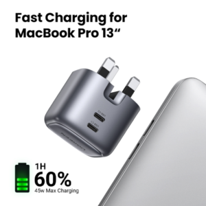 UGREEN NEXODE 45W DUAL USB-C GAN FAST CHARGER (WHITE)