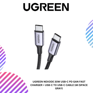 UGREEN NEXODE 30W USB-C PD GAN FAST CHARGER + USB-C TO USB-C CABLE 1M (SPACE GRAY)