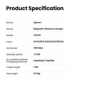 UGREEN QI2 15W MAGNETIC WIRELESS MAGSAFE CHARGER